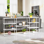 71 Inch Metal Console Table with 8 Storage Shelves,Extra Long Entryway Table,Narrow Sofa Table,Hallway Table for Entrances to Corridor, Foyer,Living Room (White, 70.87×11.81×31.5in)