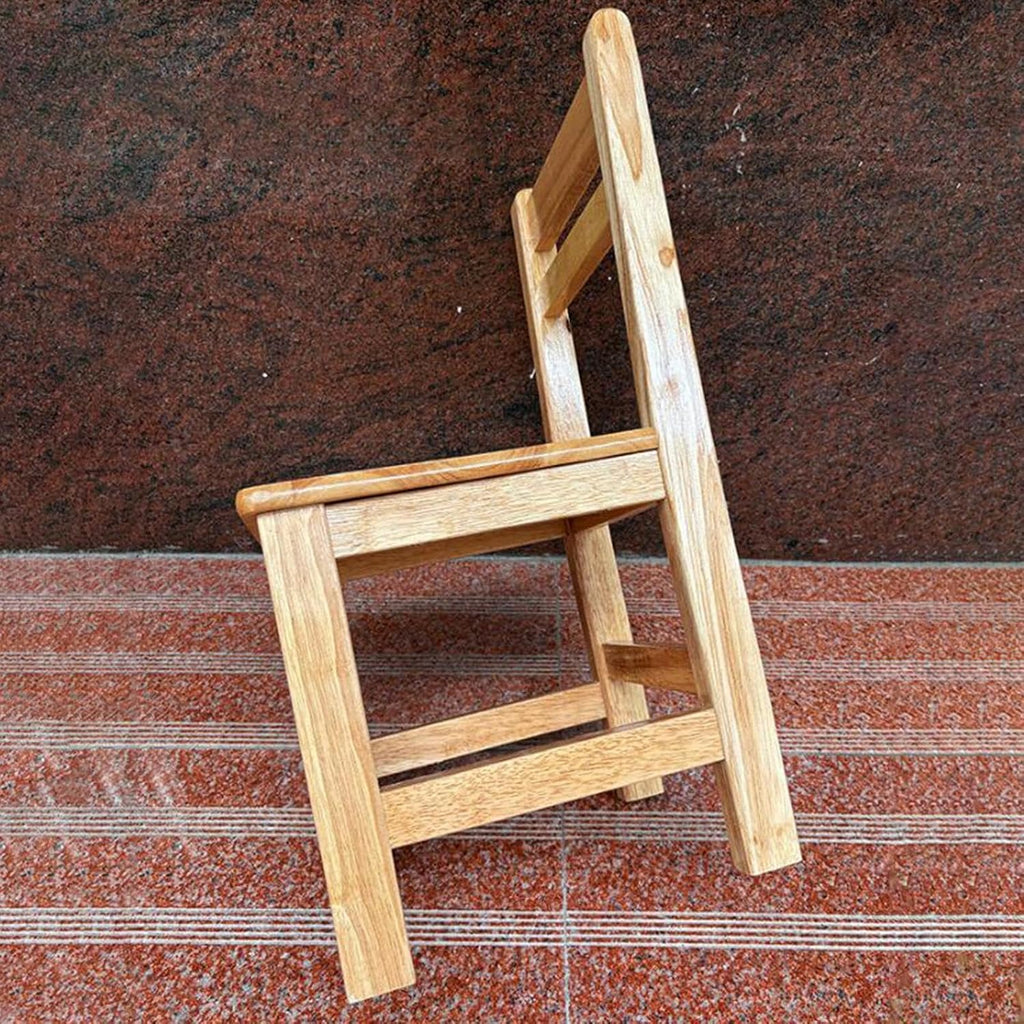 Kids Wooden Chair Decorative Comfortable Ladderback Sturdy Multifunctional Foot Stool Ottoman Fully Assembled Suitable Girls, M