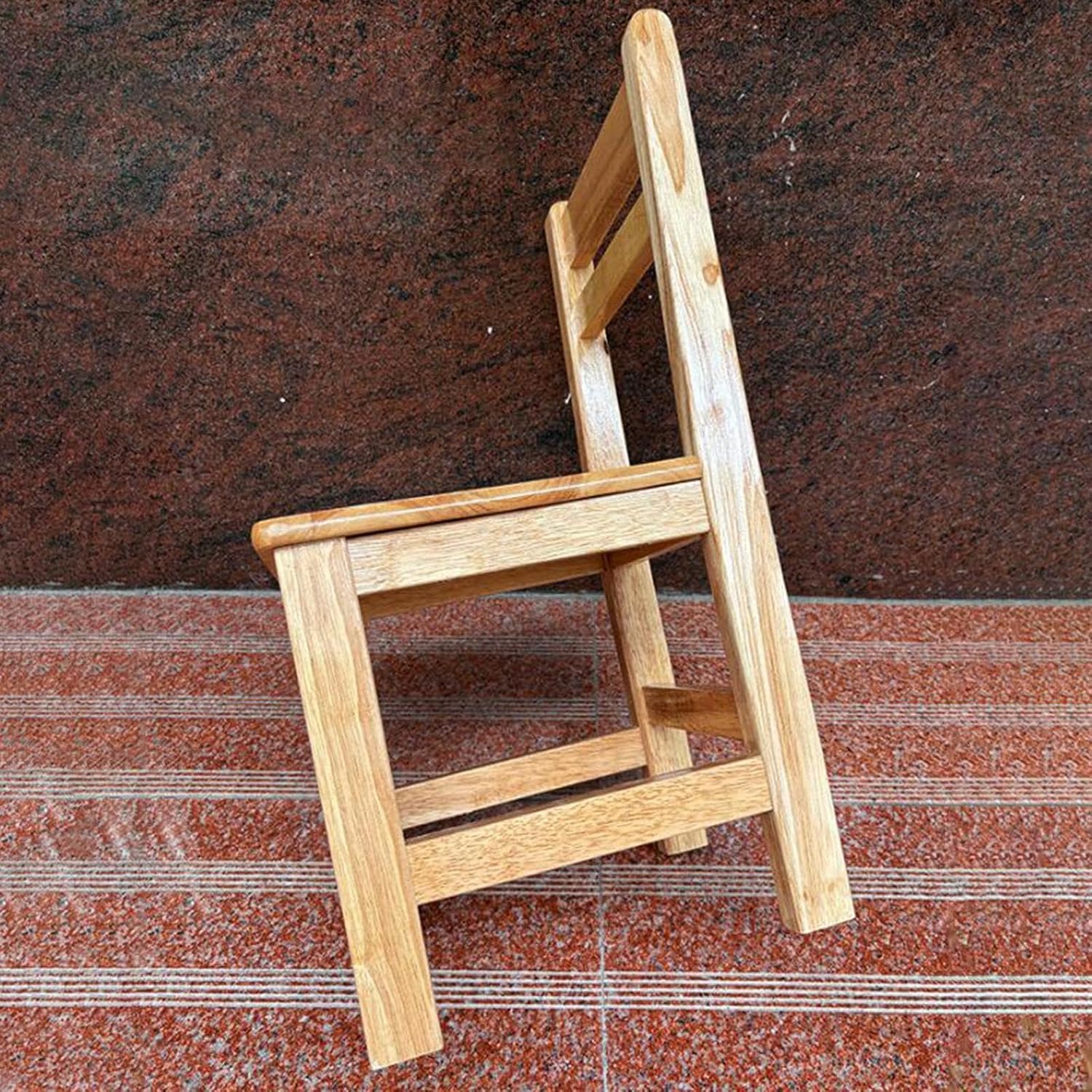 Kids Wooden Chair Decorative Comfortable Ladderback Sturdy Multifunctional Foot Stool Ottoman Fully Assembled Suitable Girls, M