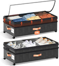 Under Bed Storage with Wheels, 2 Pack 70L Extra Large Rolling Underbed Organizer Bins with Lids, Heavy-Duty Foldable Container for Clothes, Shoes, Blankets, Fits 10“+ Clearance (Black)