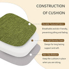 ELFJOY Chair Cushions for Dining Chairs Non Slip Chair Pads Set of 4 Seat Cushions with Ties Indoor 16.7" x 16" Green