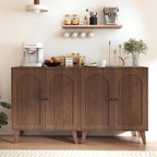 Sideboard Buffet Cabinet with Storage, Modern Accent Cabinet with Adjustable Shelf & Solid Wood Legs, Farmhouse Coffee Bar Cabinet for Living Room, Kitchen, Entryway, Walnut*2 pc