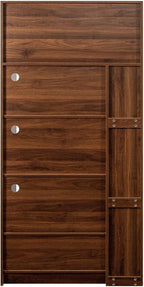 70.87" Tall Kitchen Pantry Cabinet with 4-Tier Storage Cart, 3 Glass Doors & Pull-Out Shelves, Freestanding Food Hutch Cabinet with Microwave Stand & Drawer for Dining Room, Walnut