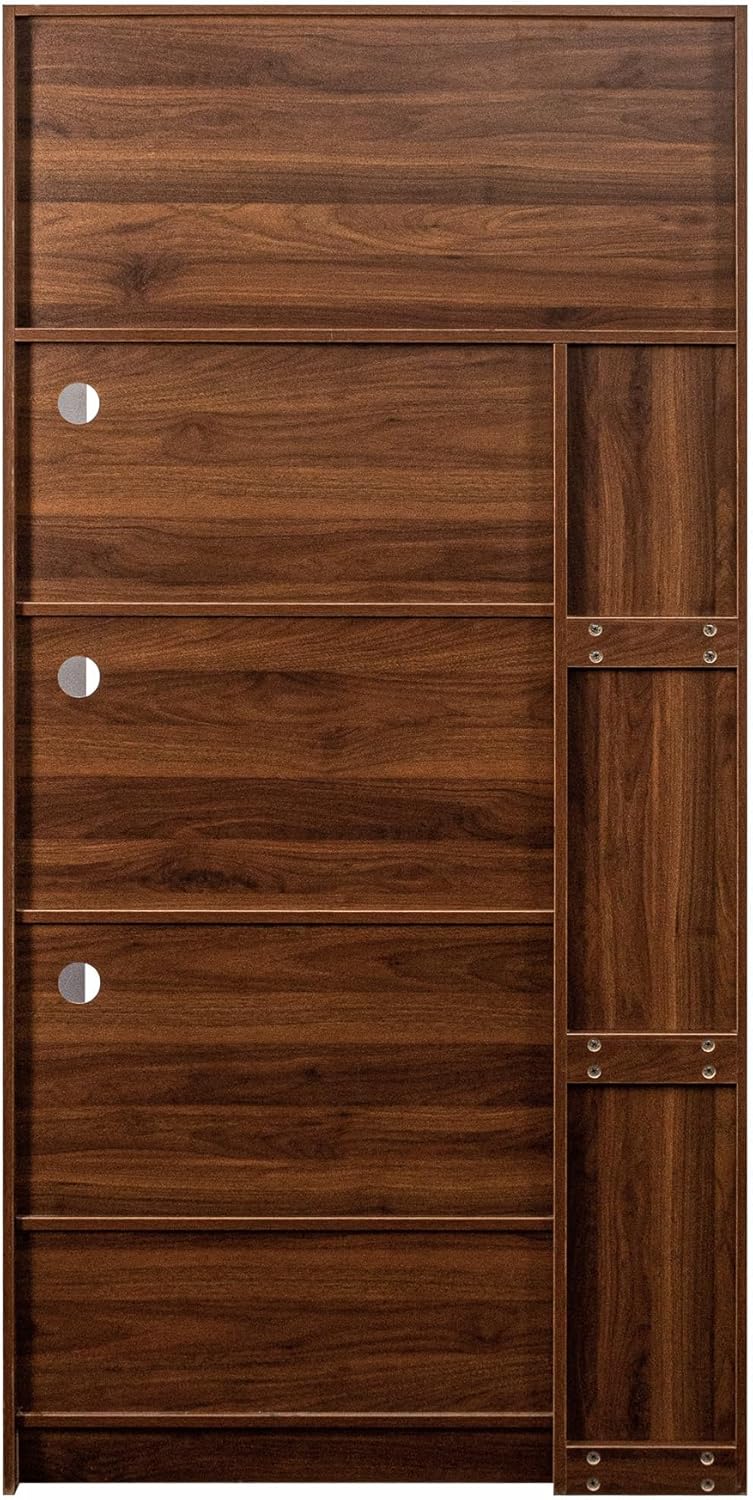 70.87" Tall Freestanding Kitchen Pantry Cabinet – Multi-Tier Pull-Out Shelf, 1 Drawer, Aluminum-Frame Glass Door & Microwave Stand