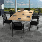 Giantex Office Guest Chair Set of 2, Waiting Room Chairs with Mesh Back, Padded Seat, Armrests, Metal Frame, 330 Lbs Capacity, Conference Chairs No Wheels for Reception Room, Meeting Room, Lobby (1)