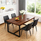 Black Dining Chairs Set of 8, Mid Century Modern Faux Leather Kitchen Chairs, Comfy Upholstered Dinner Chairs with Durable Metal Legs for Dinning Room Living Room Kitchen, Black