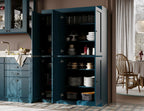 Palace Imports Solid Wood Kitchen Pantry Cabinet 71.5" Tall, 48.5" Wide – Wooden Storage Cabinet w/ 6 Shaker Doors & 8 Adjustable Shelves – Teal Blue, 100% Renewable Eco-Friendly Wood, Made in Brazil