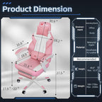 Gaming Chair with Footrest & Lumbar Support, Ergonomic Racing Style Computer Chair, 360° Swivel Height Adjustable Video Game Chair, Massage Office Chair Gaming Equipment, Pink