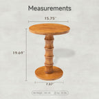COZAYH Solid Cedar Pedestal End Table with Turned Wood Base, Round Wooden Side Table, Small Space Accent Table for Living Room or Entryway, Warm Natural