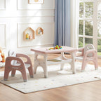 DOREROOM Kids Table and Chair Set, Plastic Children Activity Table with 2 Chairs, Toddler Table and Chair Set for Reading, Drawing, Snack Time, Arts Crafts, Preschool, Gift for Boys Girls