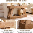60" Farmhouse Entryway Table with Drawer, Wooden Hallway Foyer Table with Heavy Duty Base, Sofa Table for Living Room(Light Knotty Oak)