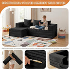 65" Boneless Couch,Convertible Sleeper Sofa Bed, Modular Sectional Sofa, Modern Tri-Folding Cloud Couch with L-Shape Chaise, Corduroy Futon Couches for Living Room Small Spaces Apartment,No Assembly