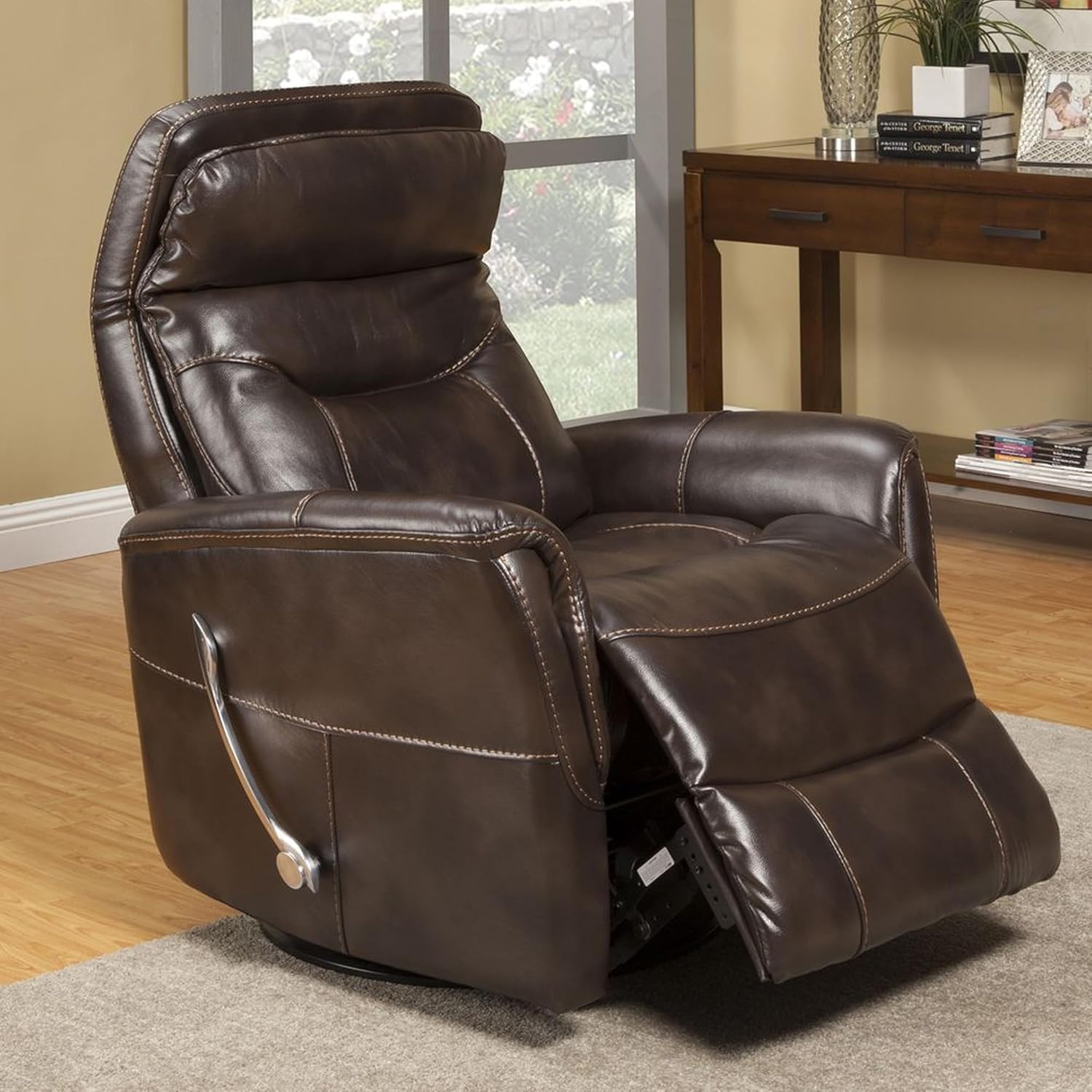 Parker Living Gemini - Truffle Swivel Recliner Chair Comfortable Nursery Glider Recliner Nursing Armchair with 90% Polyester 10% PU Upholstery Cozy Seat for Adults