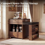 79" Rolling Kitchen Island with Extendable Dining Table for 2-6 | 1500W Power Outlet & Spice Rack Dish Drawer & Appliance Storage Cabinet, Kitchen Carts on Wheels with Storage, Holds 300 lbs