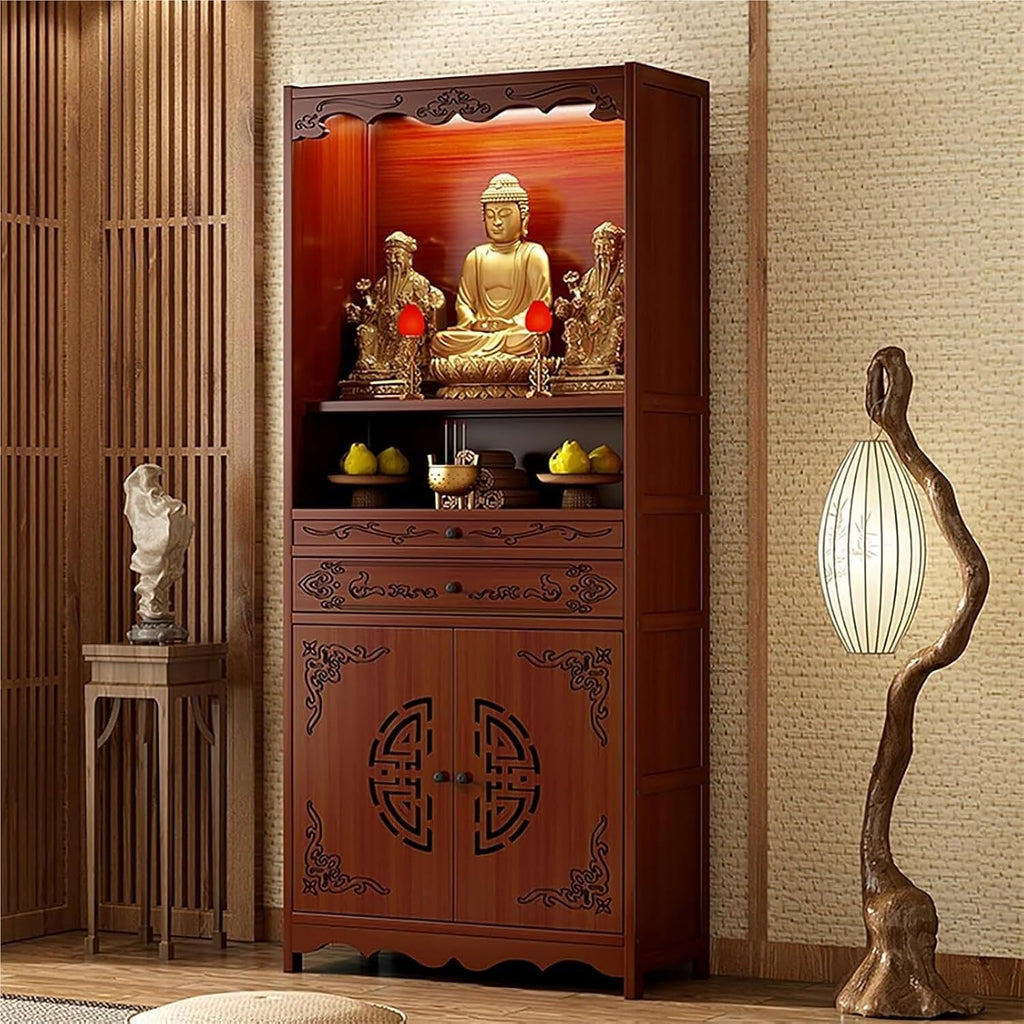 Meditation Altar Table ， Chinese Cabinet Pedestal Offering Table Buddhist Prayer for Small Spaces(70cm(27.6in))