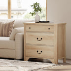 WAMPAT Farmhouse Nightstands Set of 2, Wood Nightstand with Large 6 Drawers, 31.5 Inch Bedside Table with Storage and Vintage Handles, Wide Sofa Side End Table Chest of Dresser for Bedroom, Oak