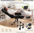 Big & Tall Office Chair 400 lbs – 21.3" Wide Seat High Back Ergonomic Executive Chair with Retractable Footrest, Heavy Duty Computer Gaming Chair for Heavy People, Black