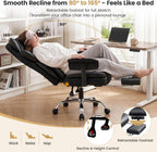 Big & Tall Office Chair 400 lbs Capacity – Ergonomic High Back Executive Chair with Adjustable Arms & Retractable Footrest, Heavy Duty Computer Gaming Chair for Plus-Size Users, Black