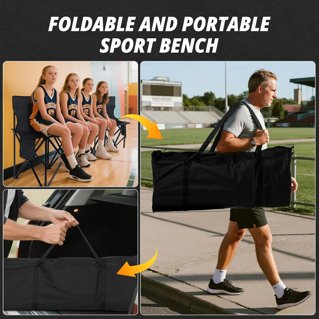 Begonia.K 6 Seats Portable Folding Soccer Benches for Team - Foldable Sideline Bench with Pockets & Carry Bag - Lightweight Team Chair for Football Camp Outdoor Sports Events