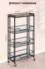 Garvee Large 4-Tier Foldable Storage Cart with Lockable Caster - 100Lbs Loading Capacity, Expandable Kitchen Organizer Storage Island, Heavy Duty Garage Shelving, Easy Foldable No Assembly Required