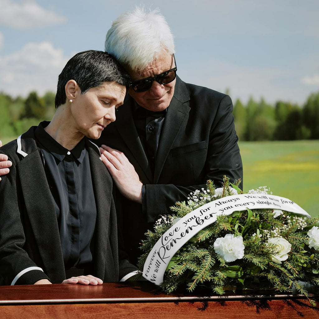 Fanfanwin Funeral Sash Memorial Wreath Sash Funeral Ribbon Celebration of Life Ribbon for Casket or Wreath Flower Memorial Service Honor the Loved Ones 58x4'' (White,Love You for Always)