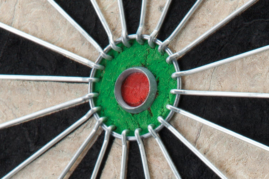 Viper Vault Cabinet & Shot King Sisal/Bristle Dartboard Ready-to-Play Bundle with Two Sets of Steel-Tip Darts, Throw Line, and Dry Erase Scoreboards, Walnut Finish
