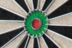 Viper Vault Cabinet & Shot King Sisal/Bristle Dartboard Ready-to-Play Bundle with Two Sets of Steel-Tip Darts, Throw Line, and Dry Erase Scoreboards, Walnut Finish