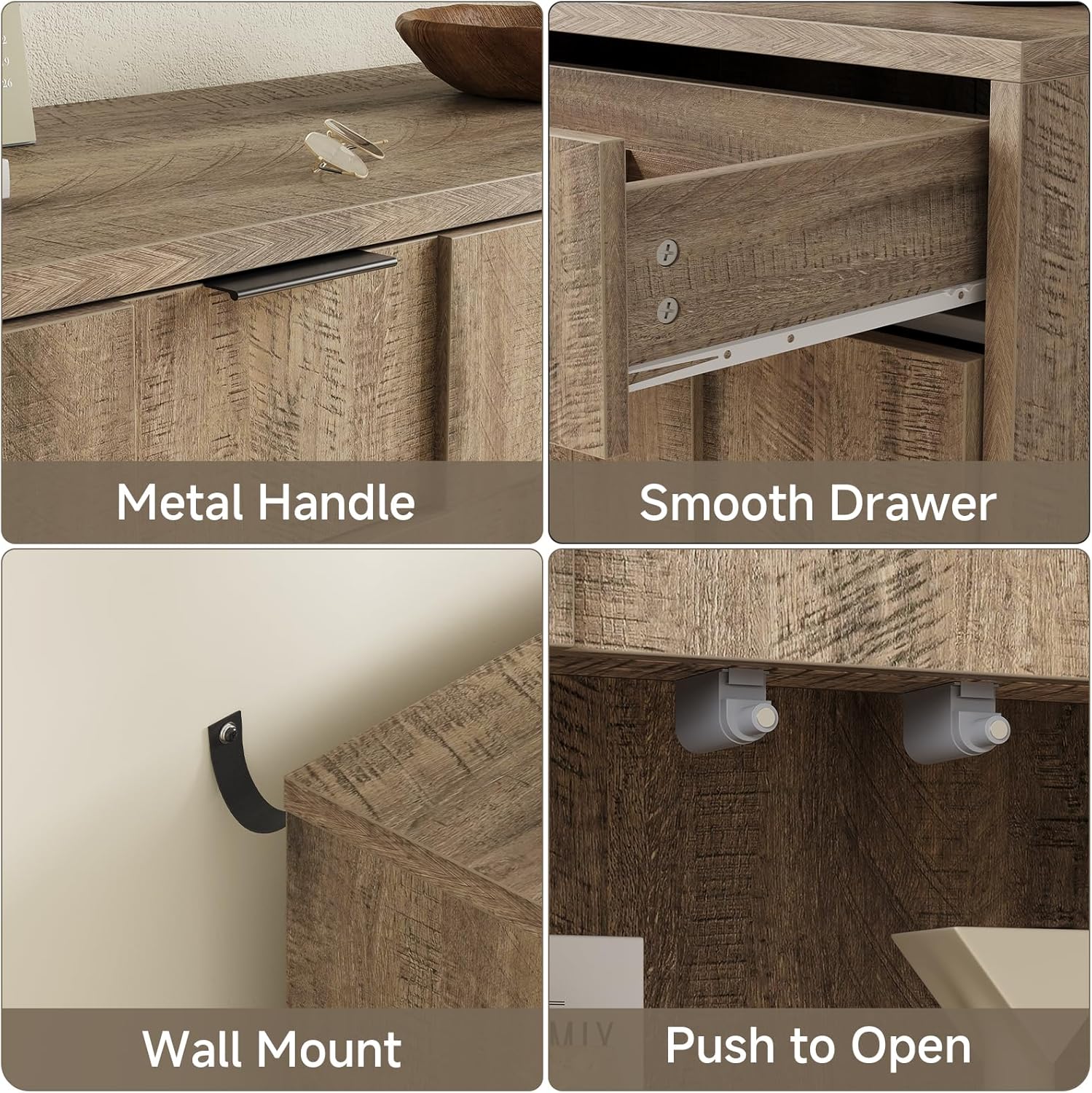 ONBRILL 61" Sideboard Buffet Cabinet with Storage, Large Coffee Bar Cainet with Doors and Drawers, Wood Credenza Console Cabinet Buffet Table for Kitchen Living Room Entryway (Washed Grey)