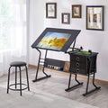 Yaheetech Drafting Table for Adults/Artists, Drawing Desk, Tabletop Adjustable Art/Craft Desk with Stool and 3 Slide Drawers, Sketching Painting Artwork Station for Art Studio Home Office School
