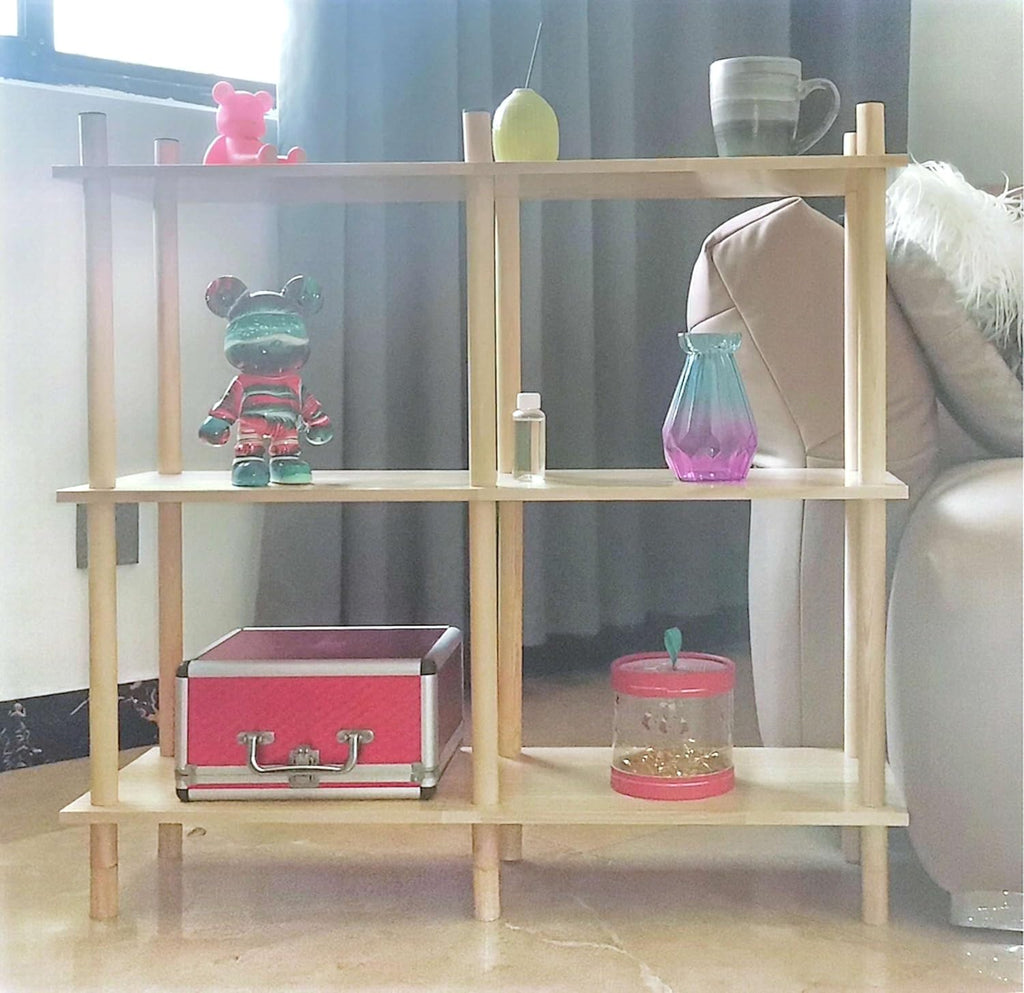 3 Tier Wide End Table, Solid Wood Bedside Night Stand for Small Spaces Corner Coffee Storage Shelf for Office, Living Room, Bedroom