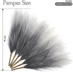 Ureymx Faux Pampas Grass Decor 17.7 Inch 6pcs, Pompas Grass Flower Arrangement and Vase Filler Artificial Pampas Grass Short Decor for Boho Home Wedding Decoration (Gradient Grey)