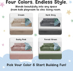 12-Piece Modular Kids Play Couch - Soft & Durable Toddler Couch with CertiPUR US Foam, Washable Covers - Playroom Furniture, Kids Sofa for Lounge, Living Room & Playroom - Green