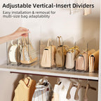 Stackable Bag & Purse Organizer for Closet Shelf Acrylic Shelf Dividers for Closet Organization, Clear Handbag Purse Storage Organizer Divider, Keep Clutch, Wallet, Pocketbook Upright, 4 Pack