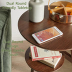 Mid Century Modern Side Table - 2-Tier Round End Tables Living Room, Walnut End Table Nightstand, Small Round Coffee Table Accent, Mid Century End Table, Oak