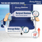 Tommy Bahama Wide Seat Big Boy 4-Position Folding 13" High Seat Backpack Beach or Camping Chair, Navy