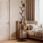 Sturdy Metal Coat rack Tree – Anti-Tip Design with 8 Hooks, Perfect for Home, Dorm, or Office Organization (black)
