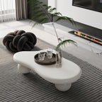 47" Cloud Coffee Table for Living Room Irregular Coffee Table Modern Low Coffee Tables Abstract Faux Stone Cute Center Table with 3 Ball Legs for Small Space Apartment