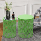Xuthusman 2 Pack Outdoor Side Table,Metal Frame Accent Table Modern End Table Set Nesting Side Tables for Patio Balcony Garden Living Room Bedroom Indoor Outdoor Use（Green）