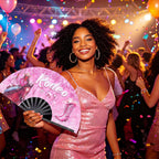 Blulu 13 Inch Line Dance Fan Rodeo Cowgirl Boots Fan Large Pink Glitter Popping Clapping Clacking Fans for Line Dancing Folding Rave Hand Fans for Dance, Party, Sports