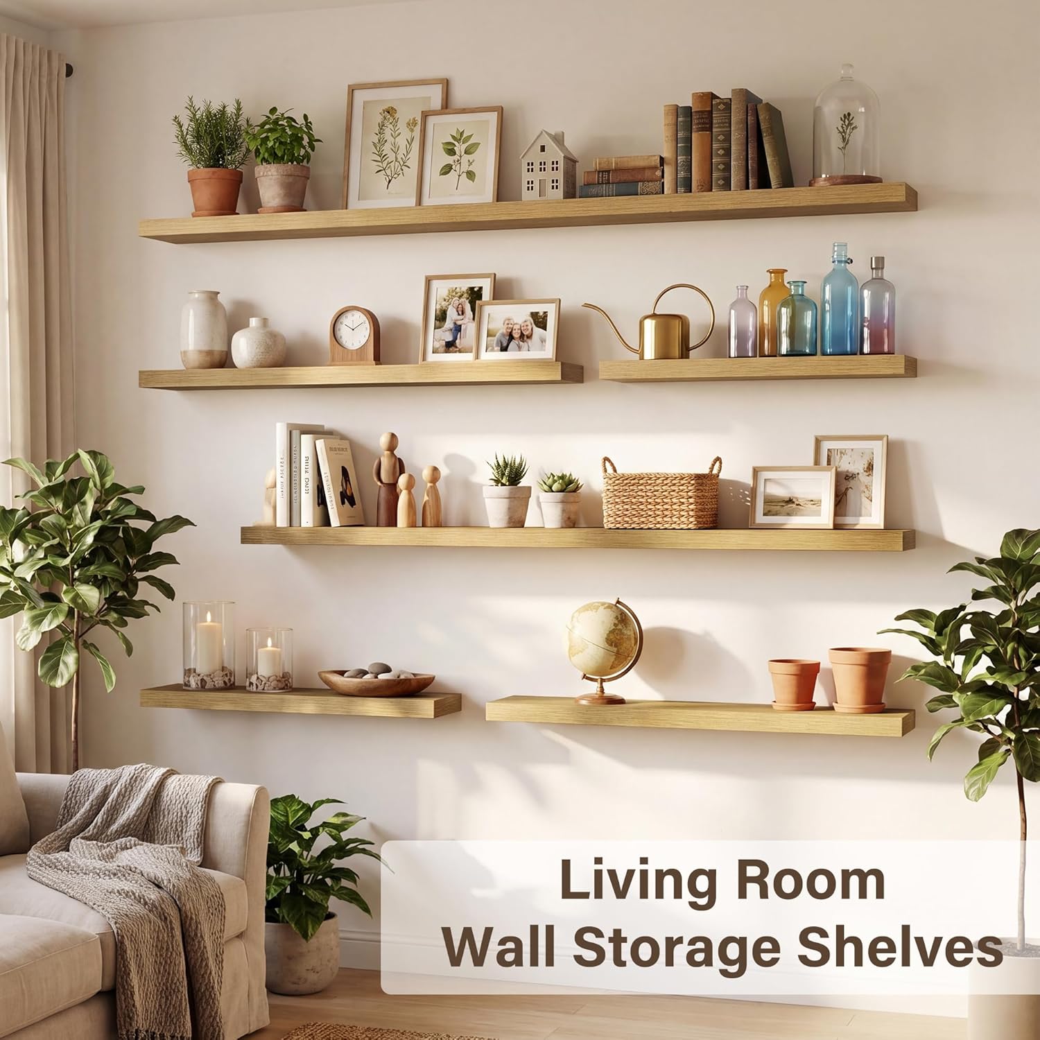 Acovy 30in Long Floating Shelves for Wall Set of 2, Wood Wall Shelves for Bathroom Bedroom Kitchen Living Room Laundry Room, Modern Floating Shelf for Home Decor