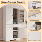 GAOMON 72in Tall Kitchen Pantry Cabinet, Farmhouse Large Cupboard Storage Cabinet with Adjustable Shelves 6 Door Racks for Living Dining Room Laundry,White