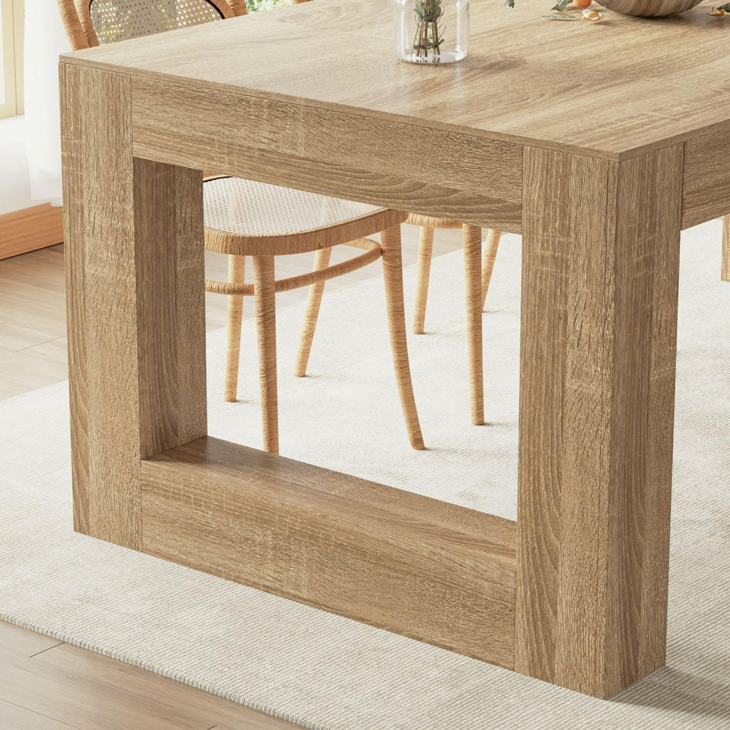 Dinner Table for 6-8 People, Kitchen and Dining Room Furniture, 78.7" Conference Desk Table with Sturdy Pedestal Base, Large Rectangular Tables for Kitchen, Dining Room, Natural