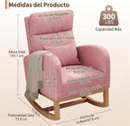 Garvee Rocking Chair, Teddy Fleece Glider Chair with Side Pockets, Nursery Chair with Pillow, Rocking Accent Armchair for Living Room Bedroom Nursing Room, Pink