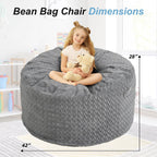 Homguava Bean Bag Chair: 4' Bean Bags with Memory Foam Filled, Large Beanbag Chairs Soft Sofa with Dutch Chevron Plush Cover 4FT(44"×44"×26"),Grey