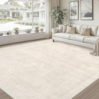 8x10 Area Rugs for Living Room: Vintage Boho Neutral Washable Rug Indoor Soft Large Area Rug Carpet for Bedroom Nursery Farmhouse Dining Room Office Floor Non-Slip Low Pile Under Table Rug Beige