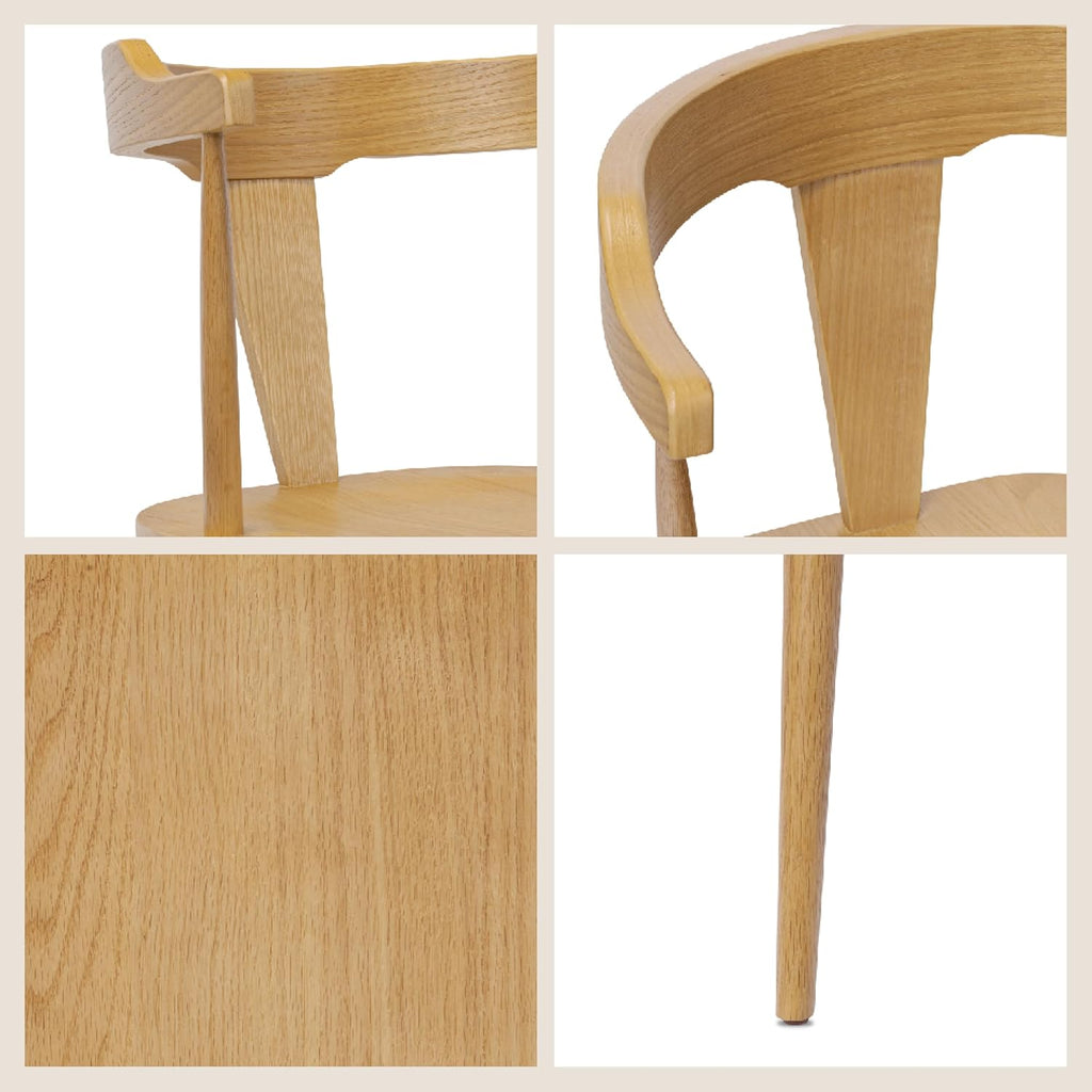 Poly & BARK Mid Century Modern Enzo Dining Chair Solid Oak Wood Set of 2