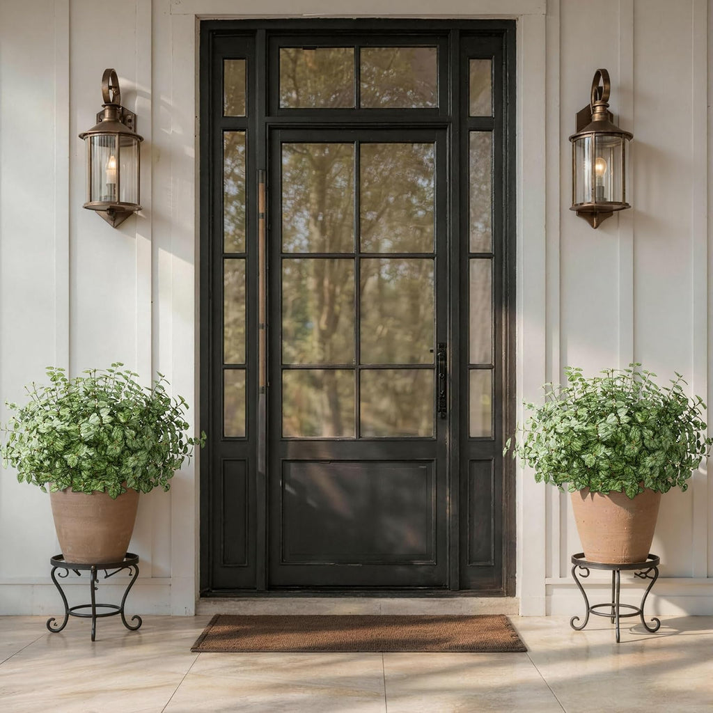 Ivydale Artificial Plants Outdoor 5 Pcs, Faux Greenery Plants Outdoor UV Resistant Silk Plants with Stems, Fake Plants for Outside Planter Front Porch Patio Pathway Decoration(Green)