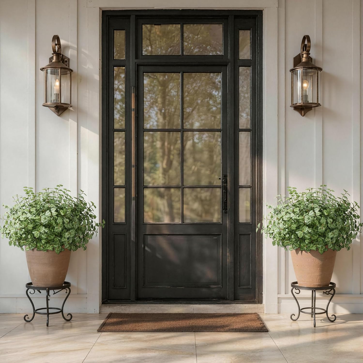 Ivydale Artificial Plants Outdoor 5 Pcs, Faux Greenery Plants Outdoor UV Resistant Silk Plants with Stems, Fake Plants for Outside Planter Front Porch Patio Pathway Decoration(Green)
