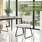 Velvet Dining Chairs Set of 6, Upholstered Dining Room Kitchen Chair with Thick Cushion, Soft Backrest, Metal Legs, Mid Century Modern Accent Side Chair for Home Living Room Bedroom, White