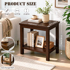 YUNMUARIY-Living Room Side Table,Walnut End Tables,Wood Side Table,Small Square Table for Small Space,13.77 Inches Wide Farmhouse End Tables for Hallway,Bedroom,Corners,Easy Assembly.